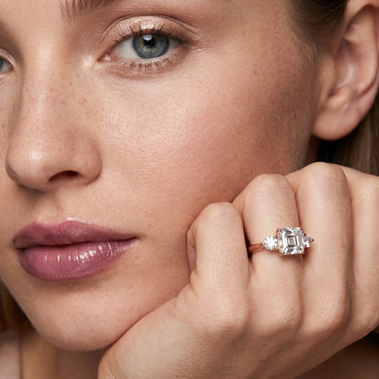 Asscher Round Cut Lab Grown Diamond Ring in Rose Gold