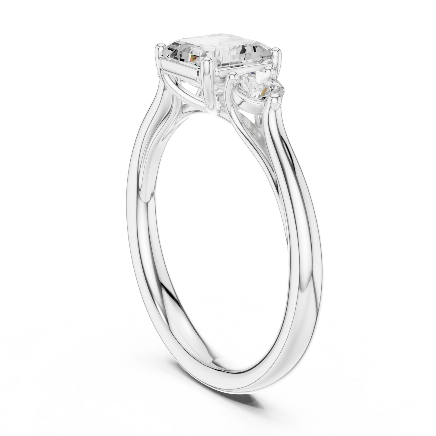 Asscher Round Cut Lab Grown Diamond Ring in Silver
