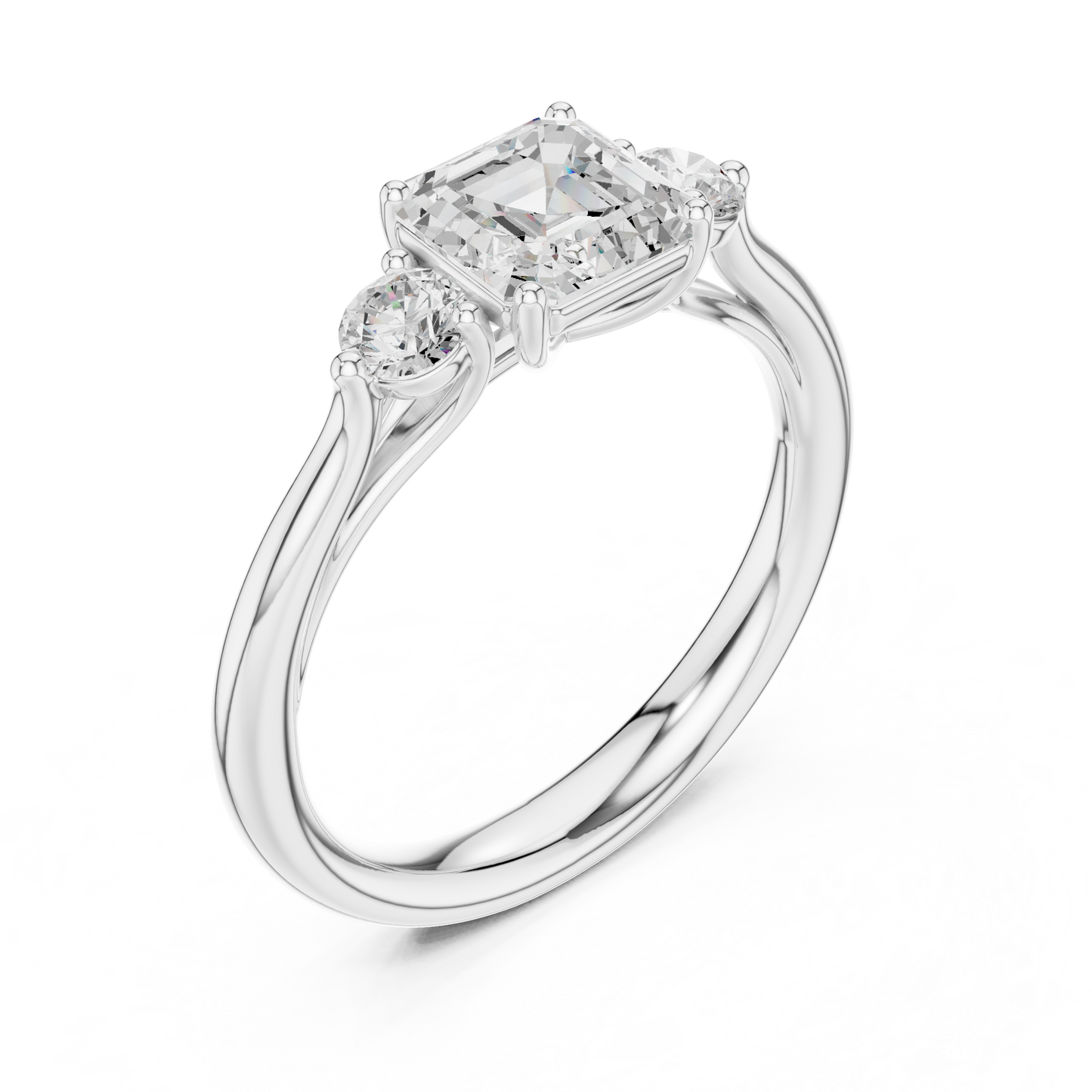Asscher Round Cut Lab Grown Diamond Ring in White Gold