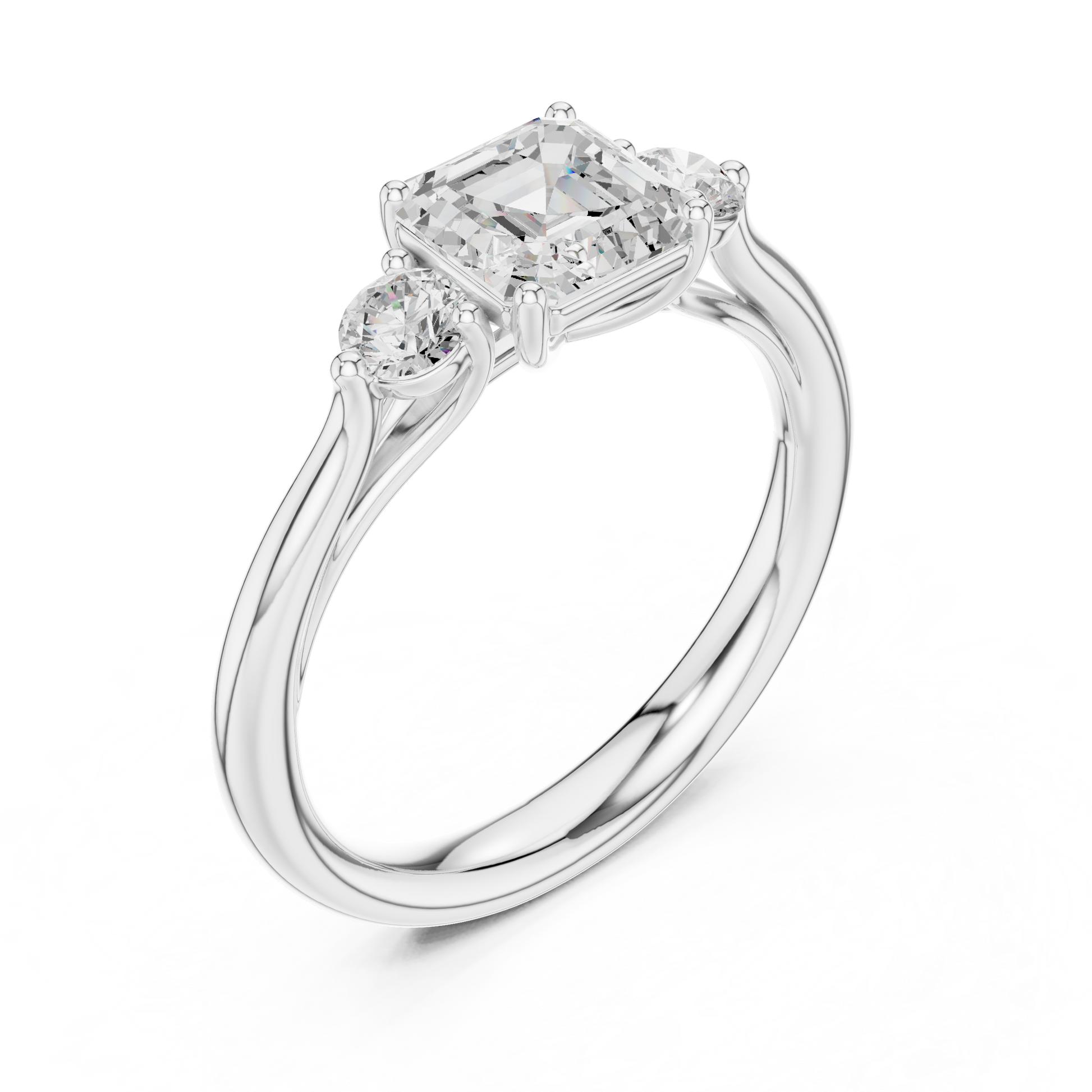 Asscher Round Cut Lab Grown Diamond Ring in Silver