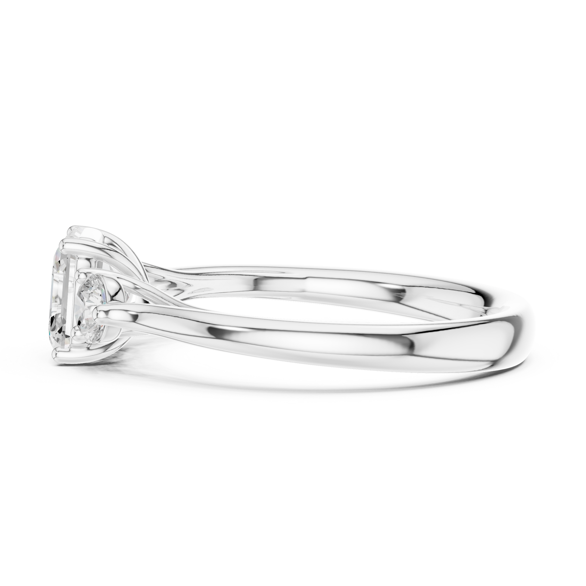 Asscher Round Cut Lab Grown Diamond Ring in Silver
