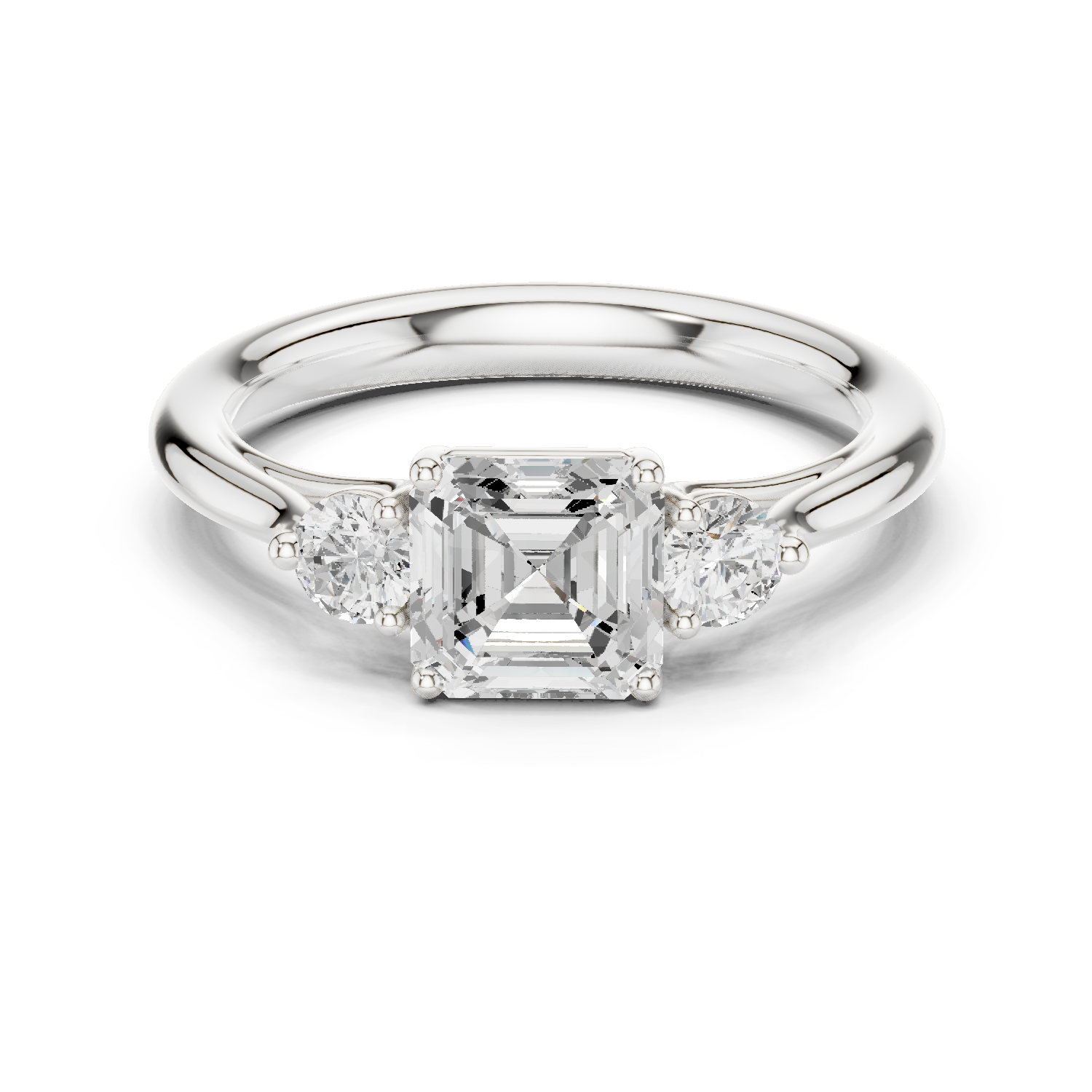 Asscher Round Cut Lab Grown Diamond Ring in White Gold