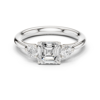 Asscher Round Cut Lab Grown Diamond Ring in White Gold