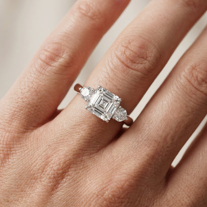 Asscher Round Cut Lab Grown Diamond Ring in White Gold