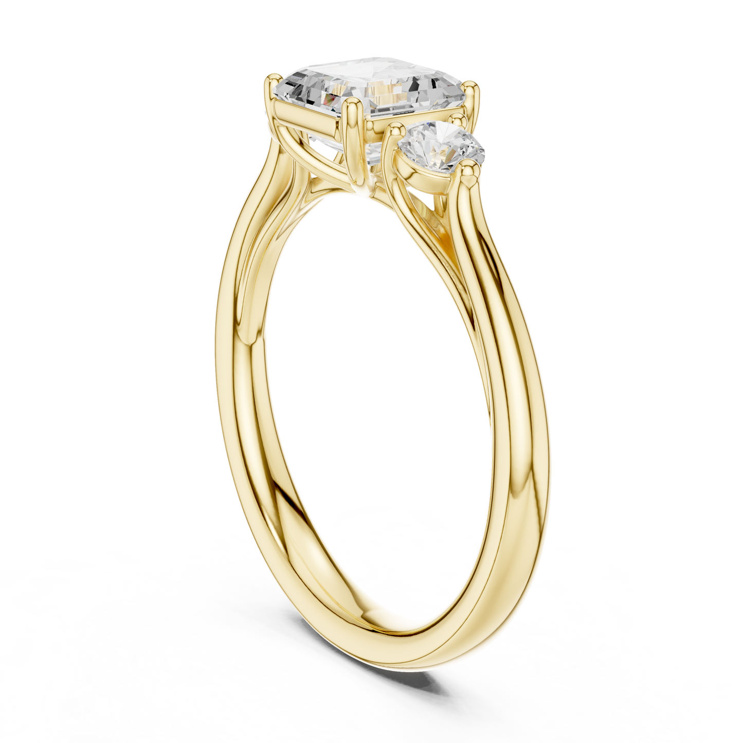 Asscher Round Cut Lab Grown Diamond Ring in Yellow Gold