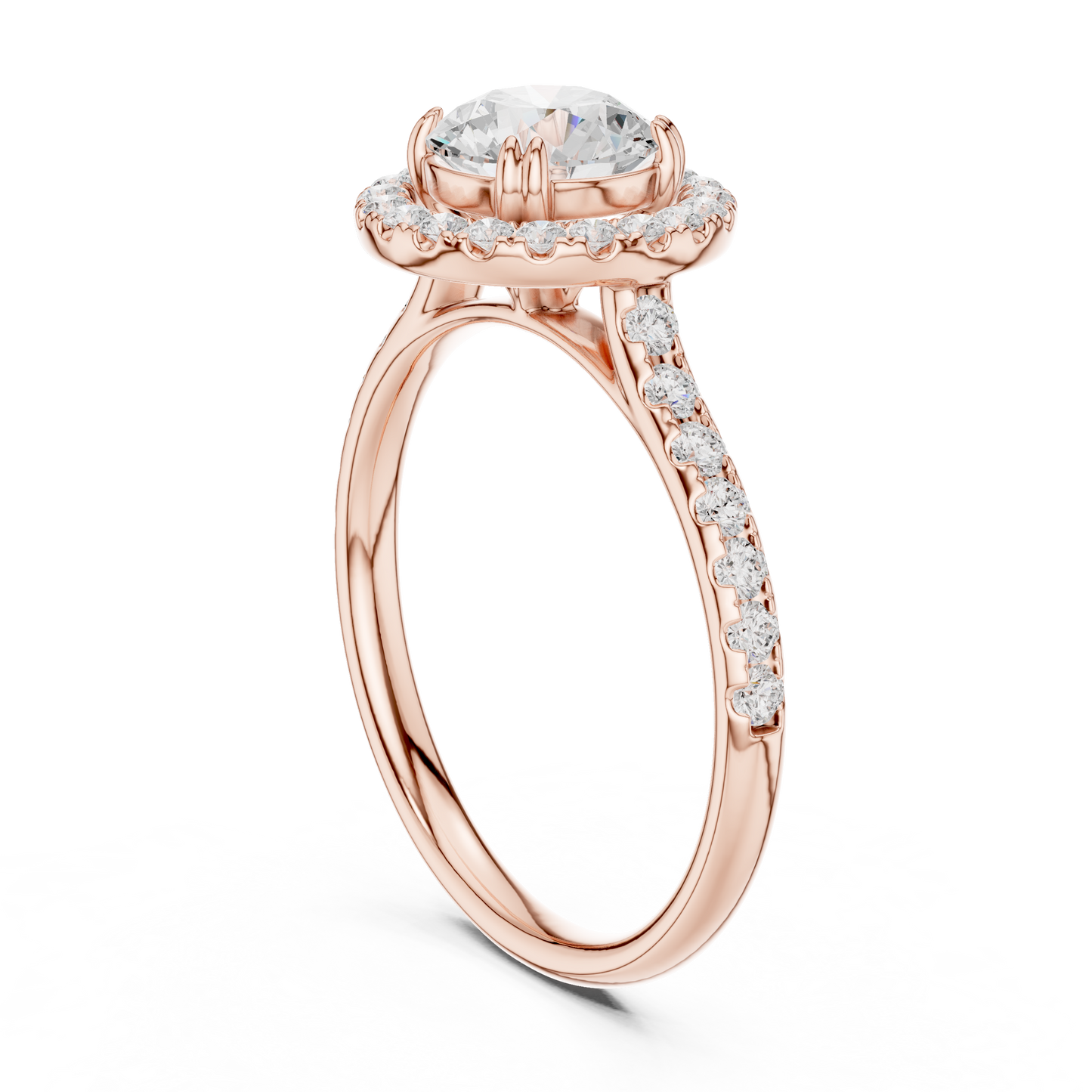 Round Cut Lab Grown Diamond Ring in Rose Gold