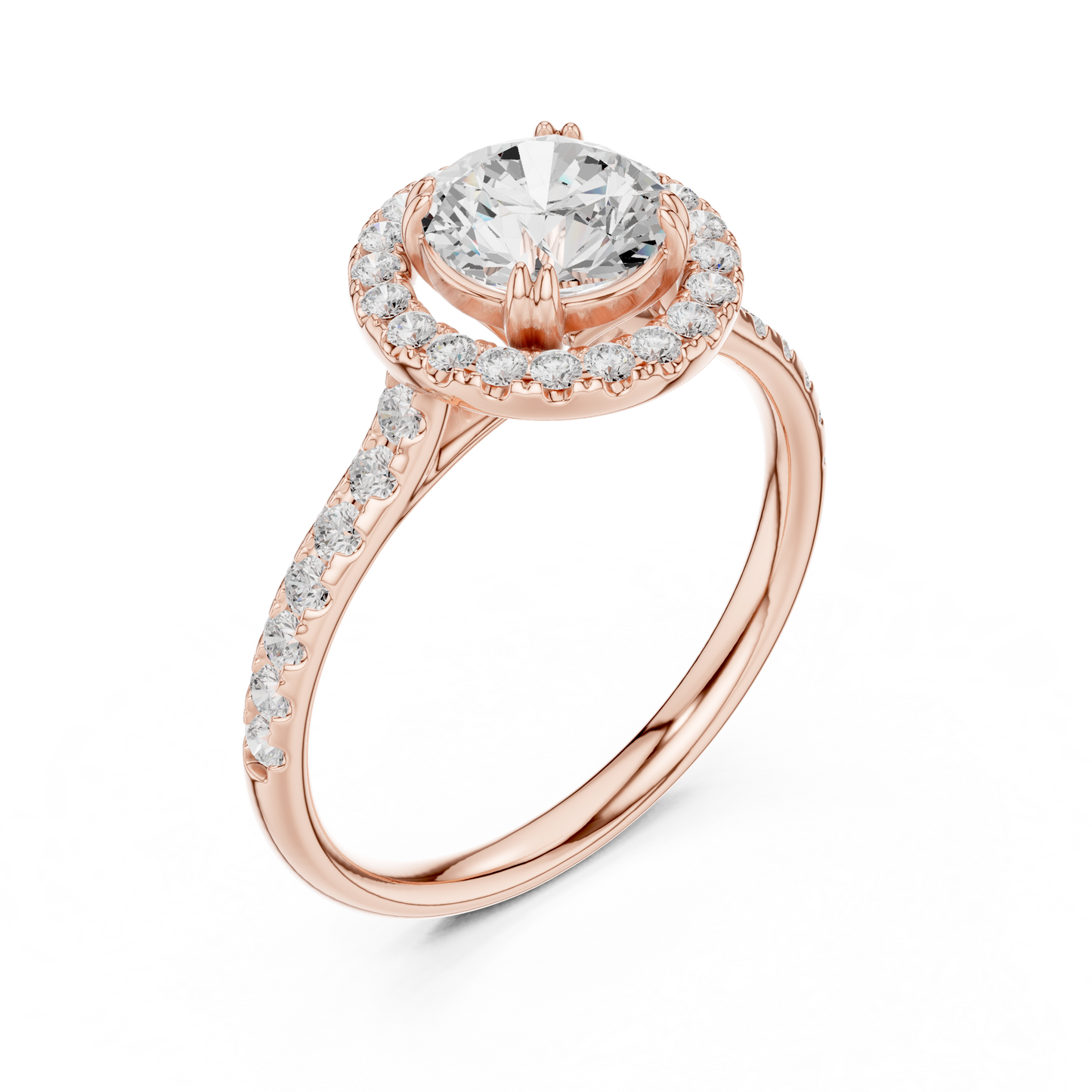 Round Cut Lab Grown Diamond Ring in Rose Gold