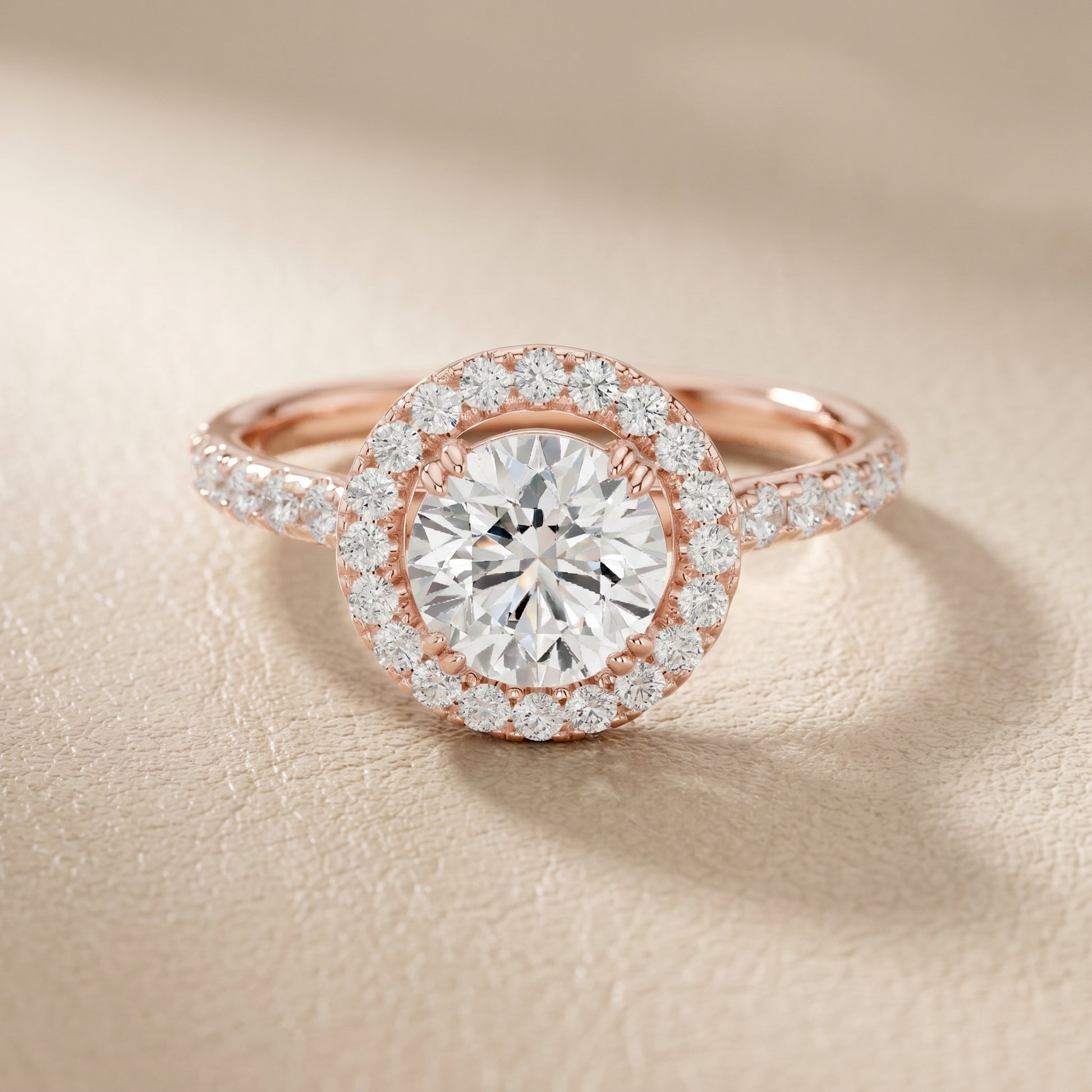 Round Cut Lab Grown Diamond Ring in Rose Gold
