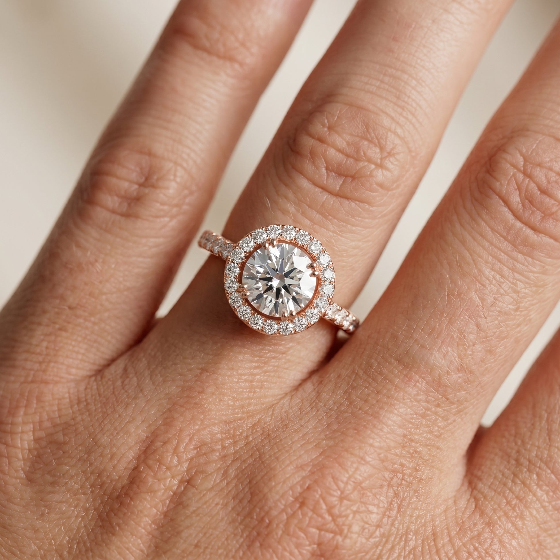 Round Cut Lab Grown Diamond Ring in Rose Gold
