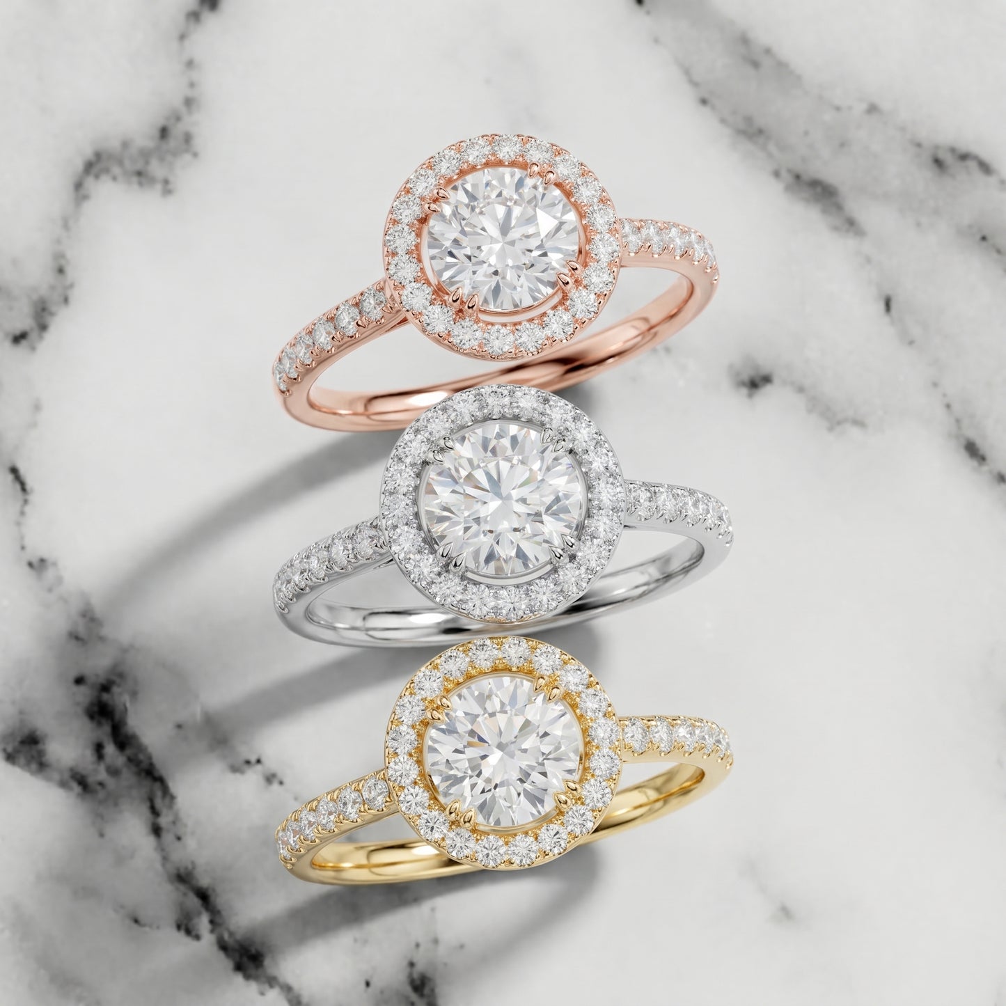 Round Cut Lab Grown Diamond Ring in Silver