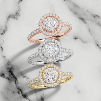 Round Cut Lab Grown Diamond Ring in Platinum