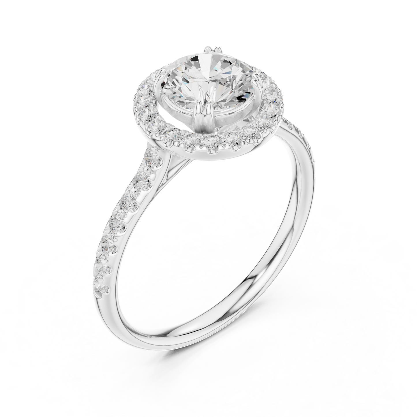 Round Cut Lab Grown Diamond Ring in Silver