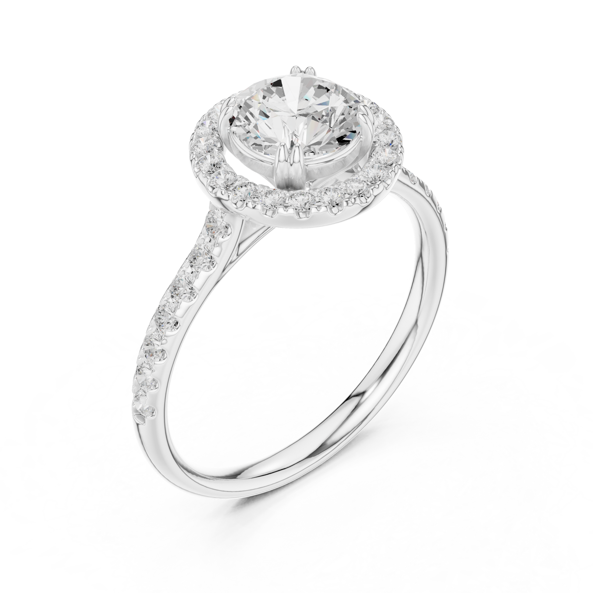 Round Cut Lab Grown Diamond Ring in Silver