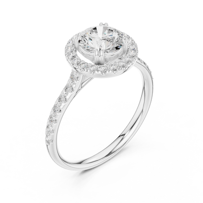 Round Cut Lab Grown Diamond Ring in Silver