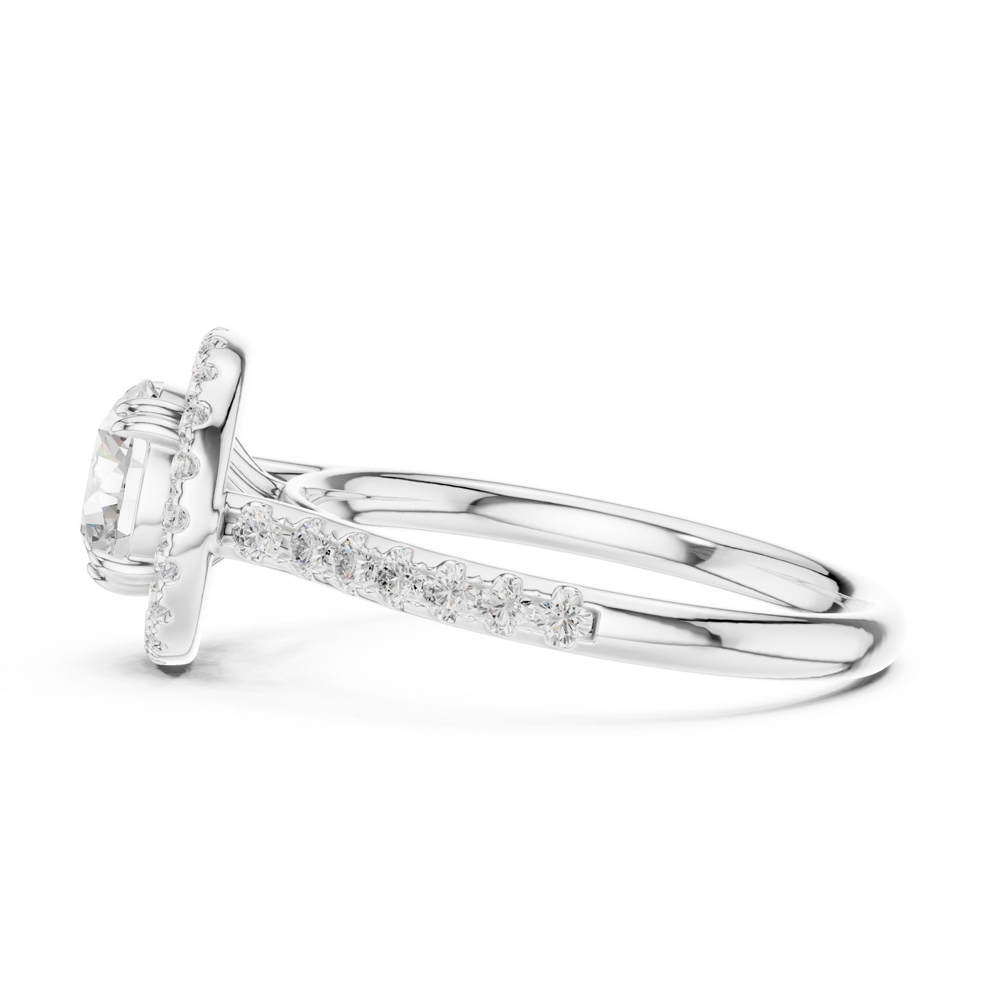 Round Cut Lab Grown Diamond Ring in Silver