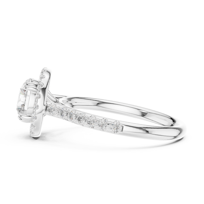 Round Cut Lab Grown Diamond Ring in Silver