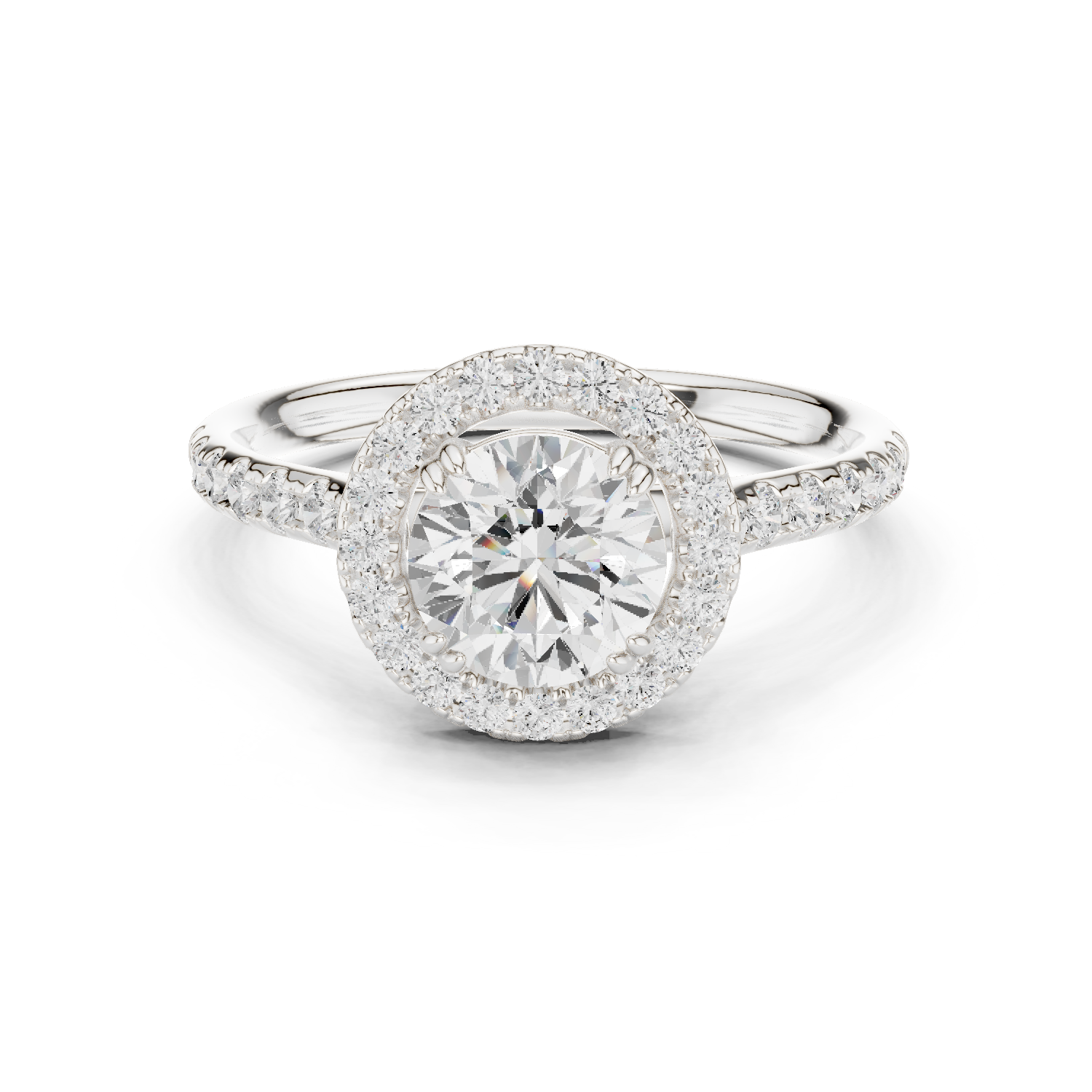 Round Cut Lab Grown Diamond Ring in White Gold