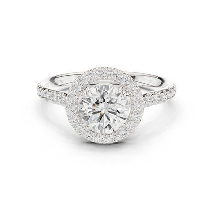 Round Cut Lab Grown Diamond Ring in White Gold