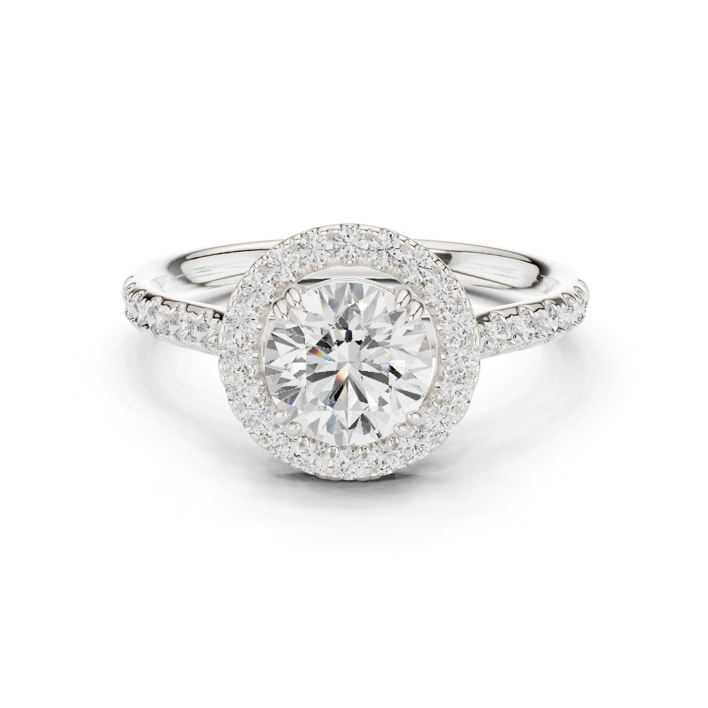 Round Cut Lab Grown Diamond Ring in Silver