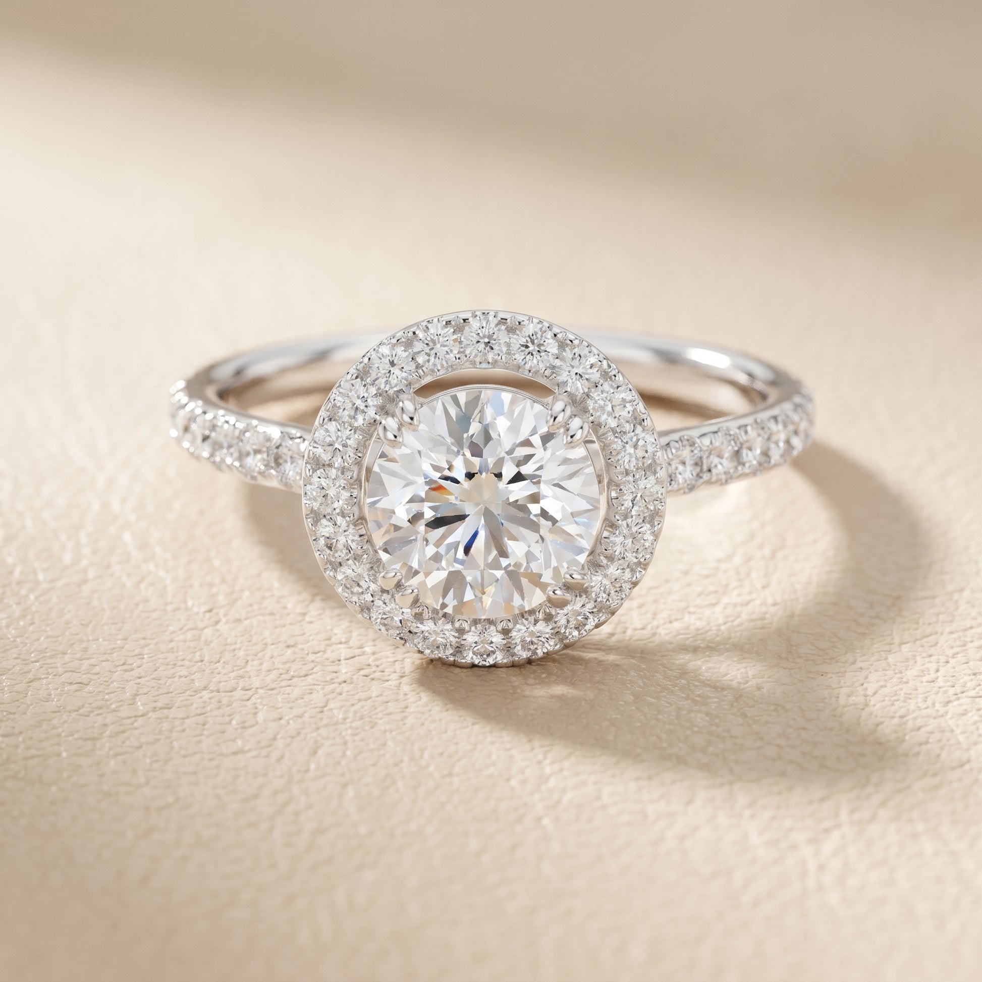 Round Cut Lab Grown Diamond Ring in Silver
