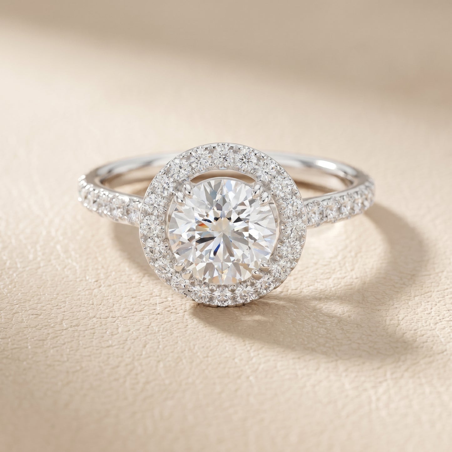 Round Cut Lab Grown Diamond Ring in Platinum