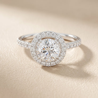 Round Cut Lab Grown Diamond Ring in Platinum