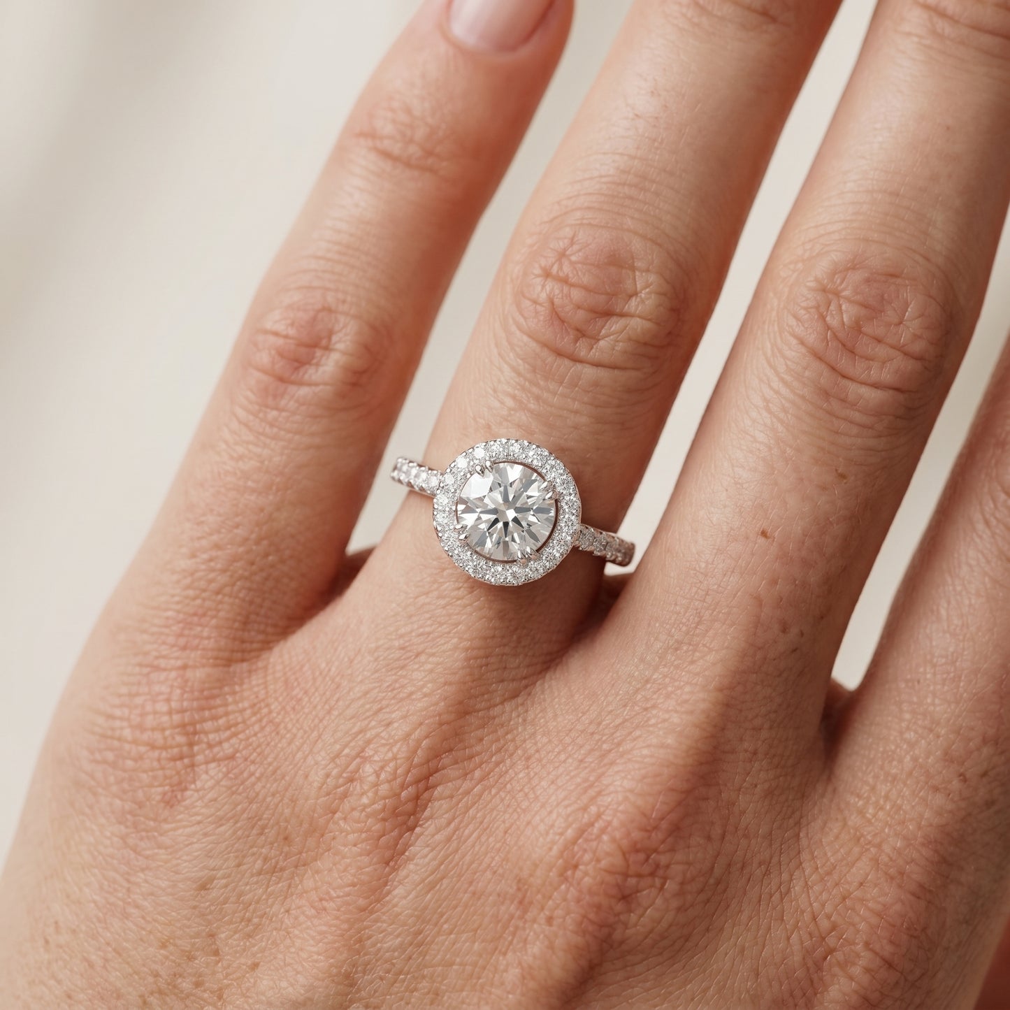 Round Cut Lab Grown Diamond Ring in Silver