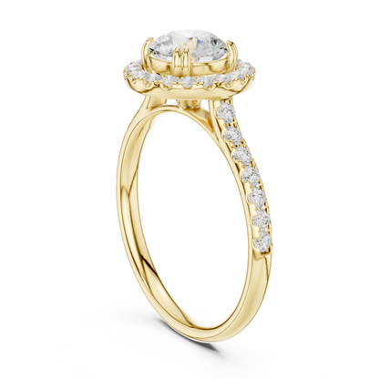 Round Cut Lab Grown Diamond Ring in Yellow Gold