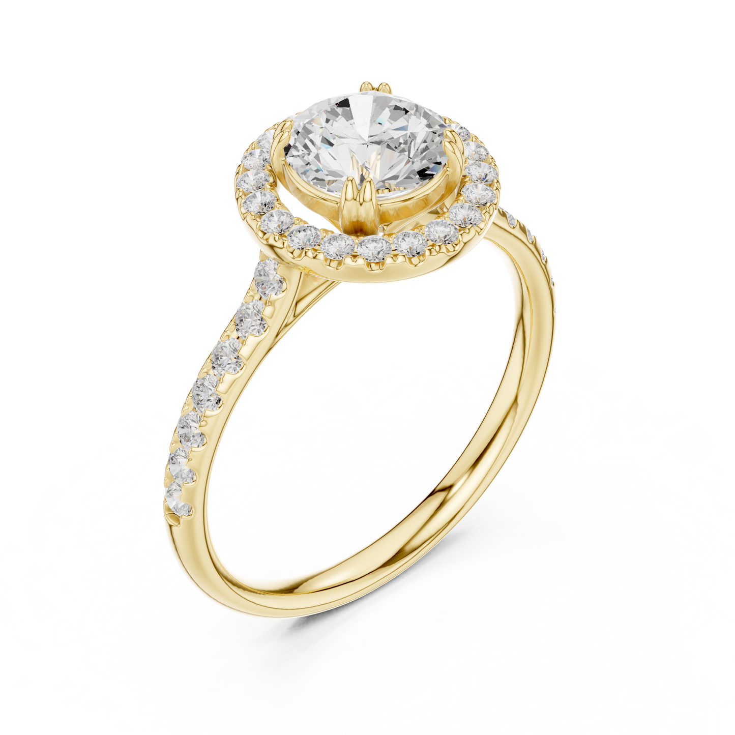 Round Cut Lab Grown Diamond Ring in Yellow Gold