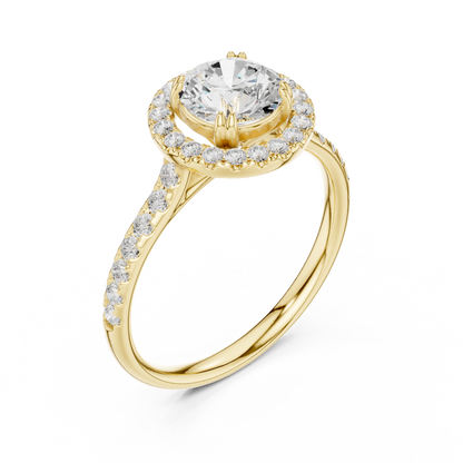 Round Cut Lab Grown Diamond Ring in Yellow Gold