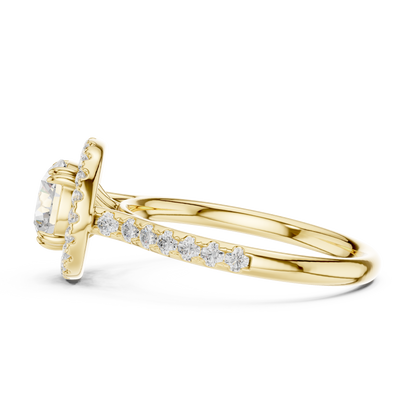 Round Cut Lab Grown Diamond Ring in Yellow Gold
