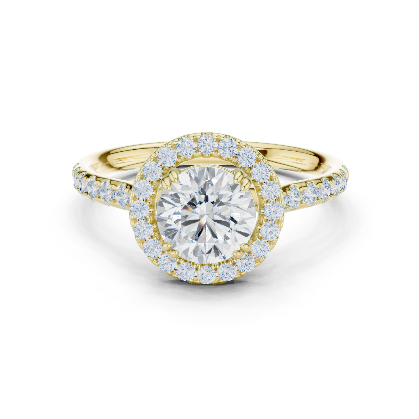 Round Cut Lab Grown Diamond Ring in Yellow Gold