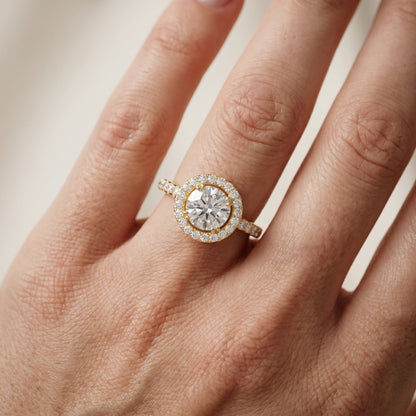 Round Cut Lab Grown Diamond Ring in Yellow Gold