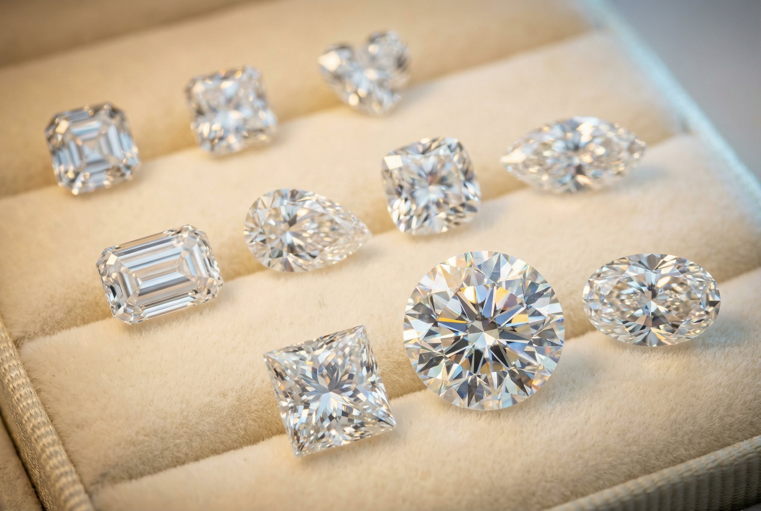 Various diamond shapes and cuts