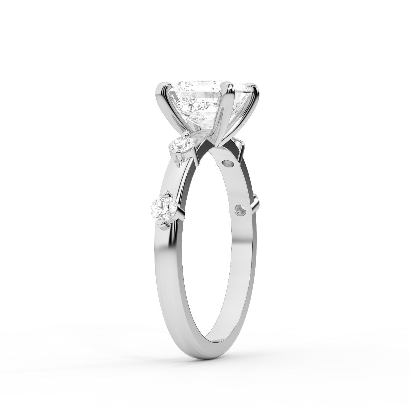 Elena Radiance Solitaire Asscher Diamond Engagement Ring in Silver