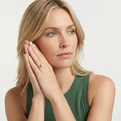 Elena Radiance Solitaire Asscher Diamond Engagement Ring in Yellow Gold