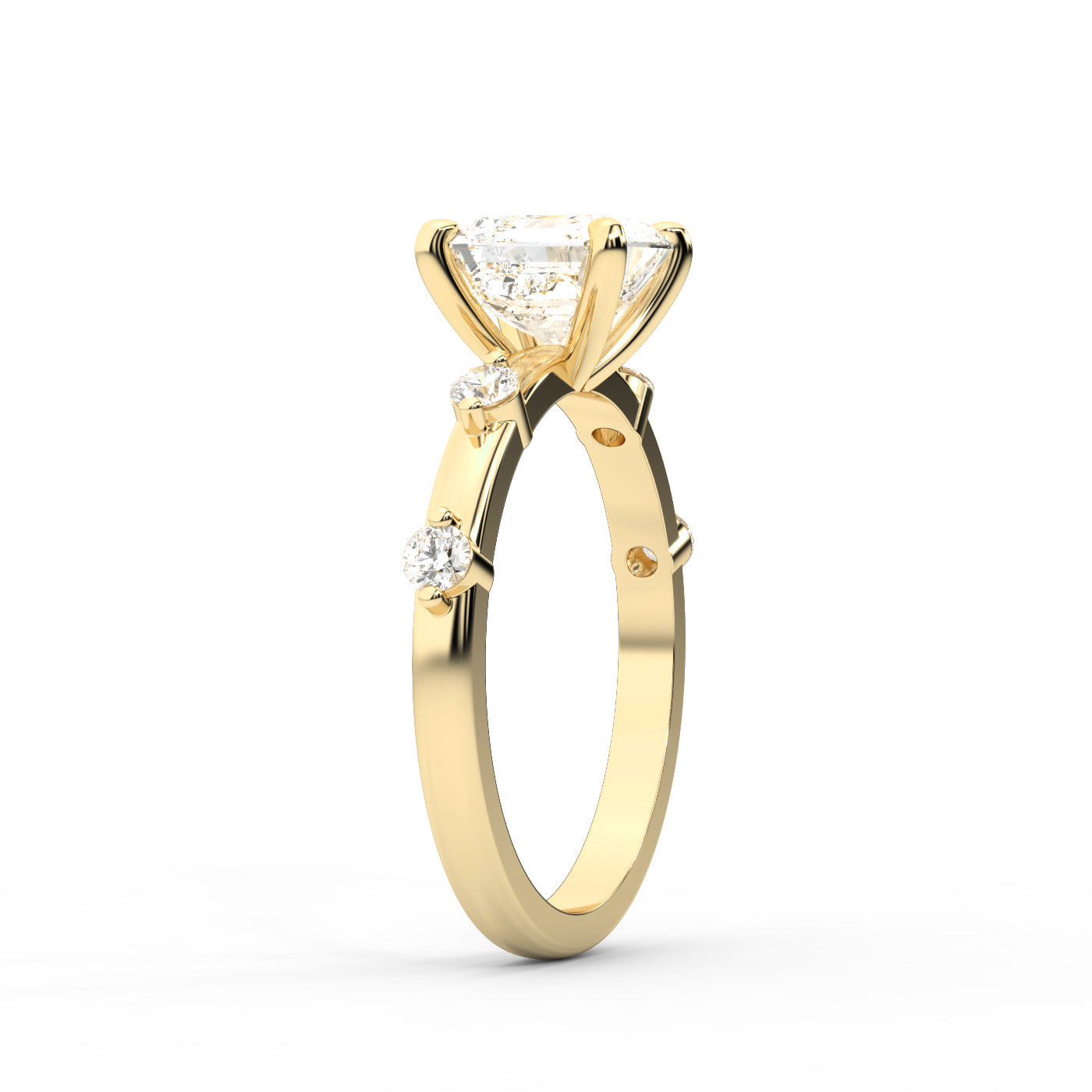 Elena Radiance Solitaire Asscher Diamond Engagement Ring in Yellow Gold