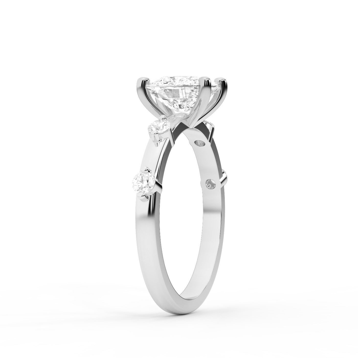 Elena Radiance Solitaire Cushion Diamond Engagement Ring in Platinum