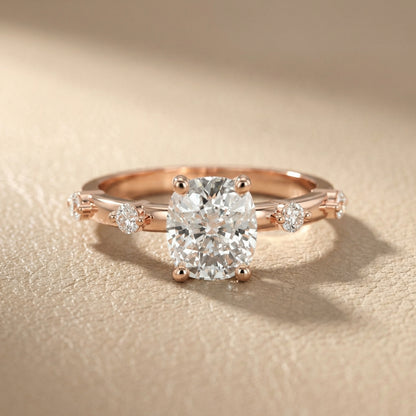 Elena Radiance Solitaire Cushion Diamond Engagement Ring in Rose Gold