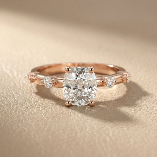 Elena Radiance Solitaire Cushion Diamond Engagement Ring in Rose Gold