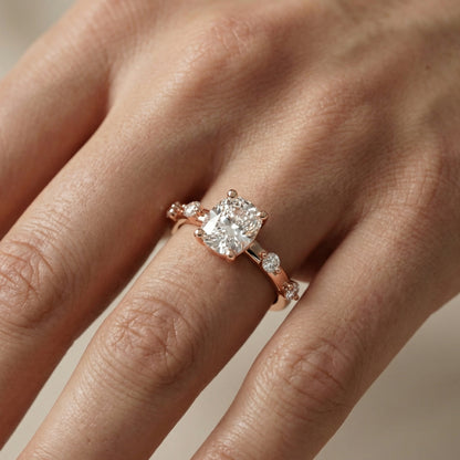 Elena Radiance Solitaire Cushion Diamond Engagement Ring in Rose Gold