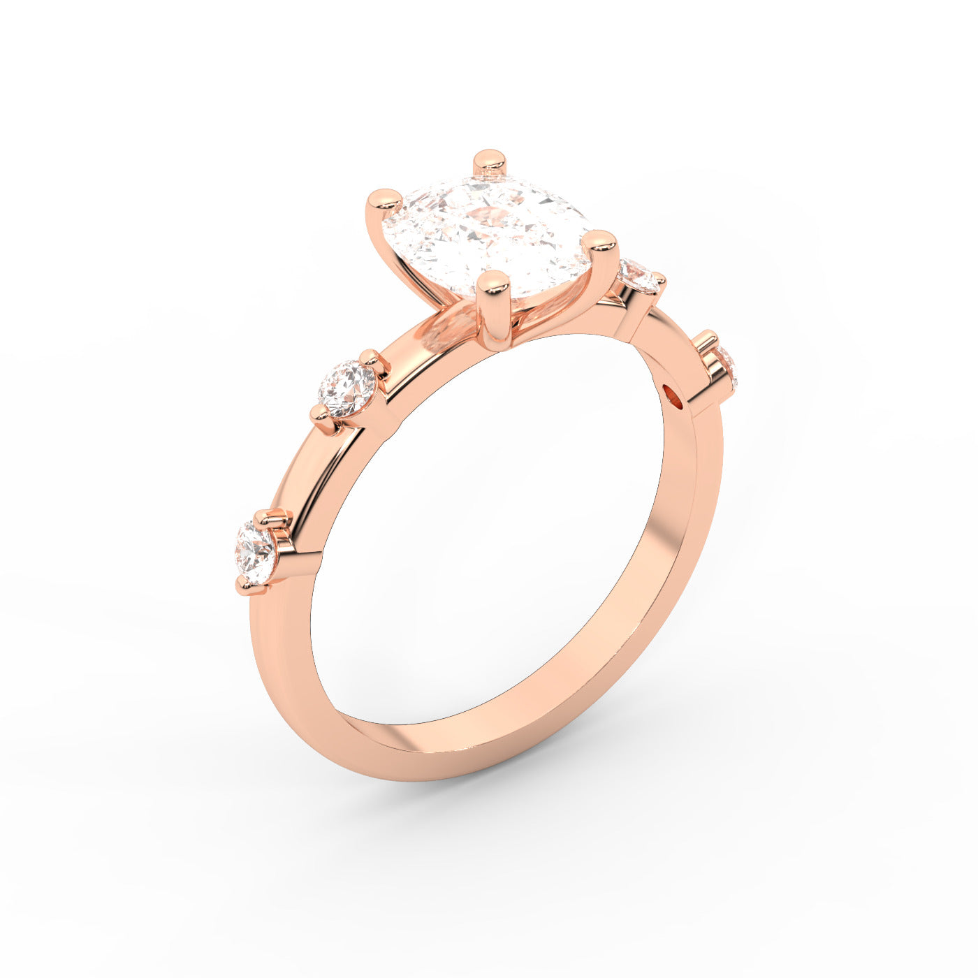Elena Radiance Solitaire Cushion Diamond Engagement Ring in Rose Gold