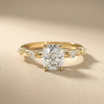Elena Radiance Solitaire Cushion Diamond Engagement Ring in Yellow Gold