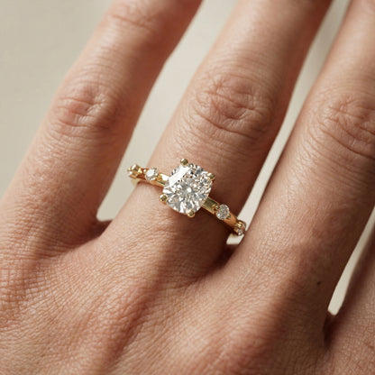 Elena Radiance Solitaire Cushion Diamond Engagement Ring in Yellow Gold