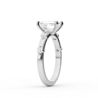 Elena Radiance Solitaire Emerald Diamond Engagement Ring in Platinum