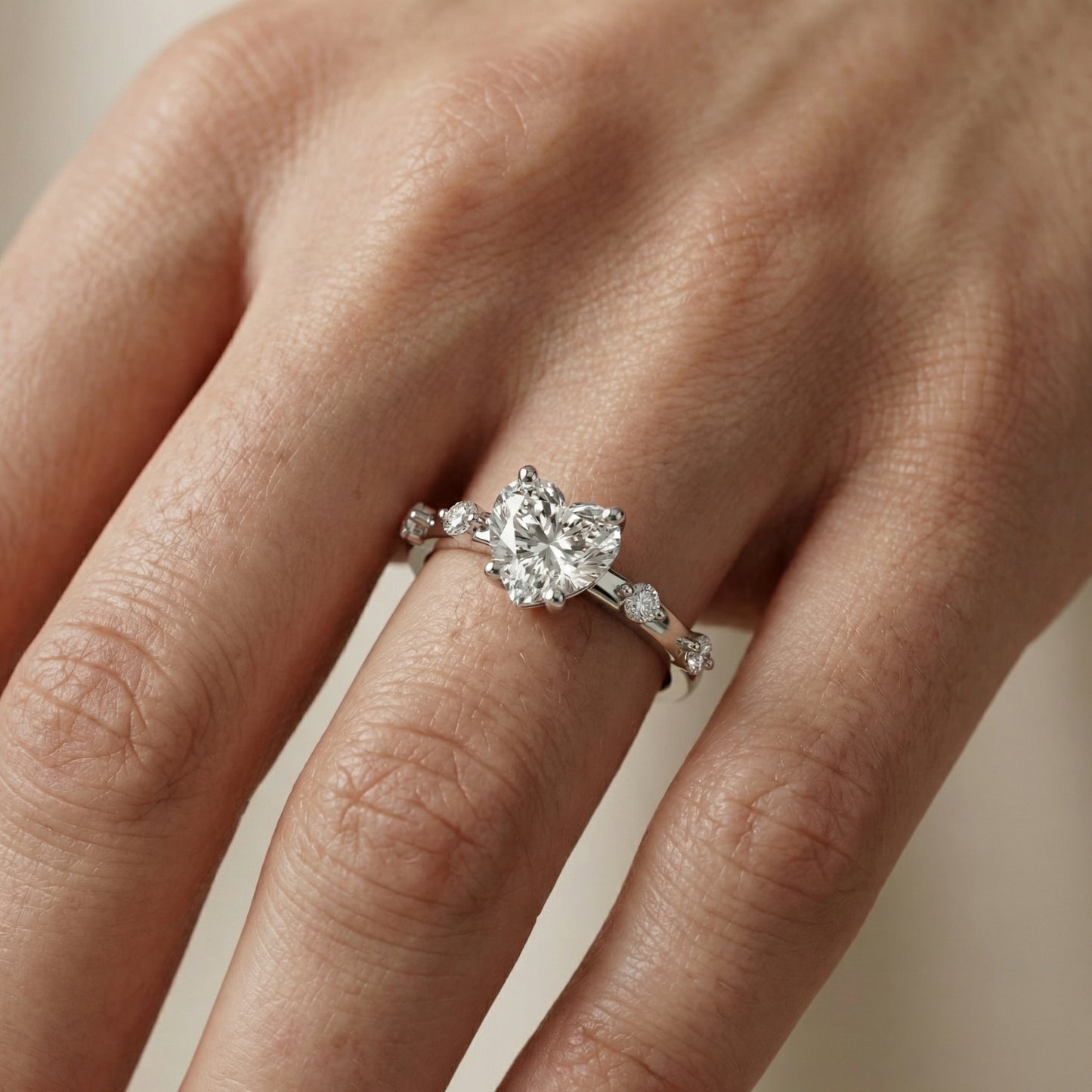 Elena Radiance Solitaire Heart Diamond Engagement Ring in Platinum