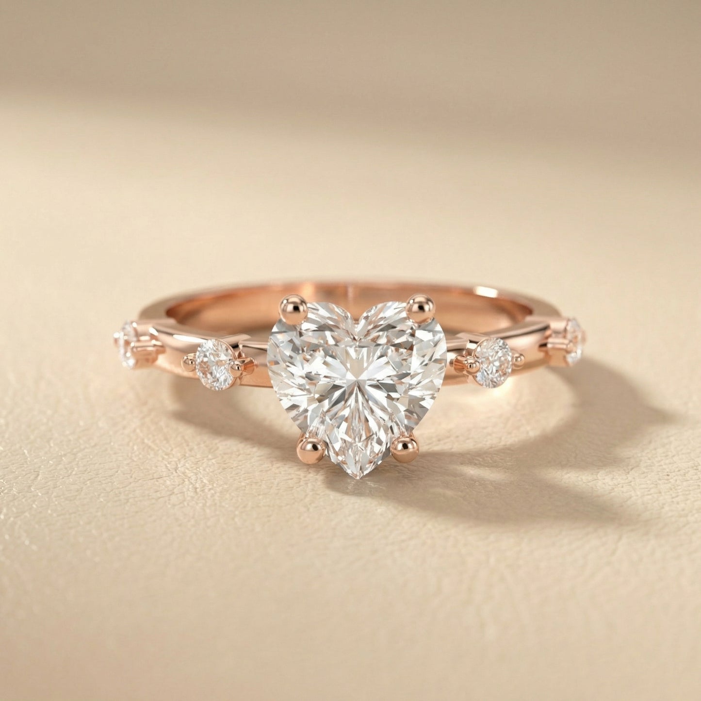 Elena Radiance Solitaire Heart Diamond Engagement Ring in Rose Gold