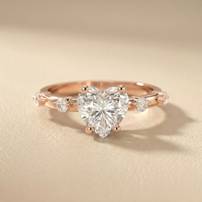 Elena Radiance Solitaire Heart Diamond Engagement Ring in Rose Gold