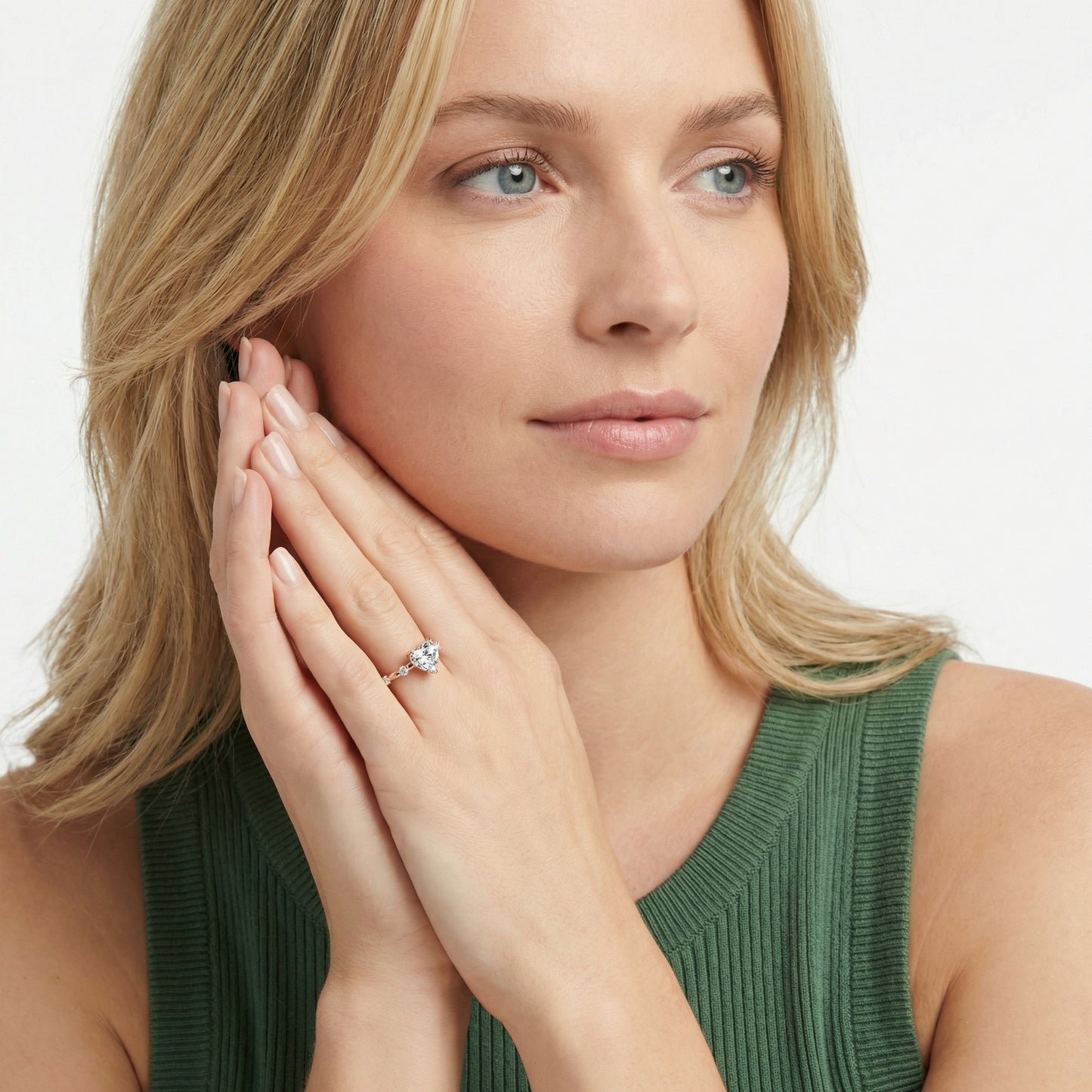 Elena Radiance Solitaire Heart Diamond Engagement Ring in Rose Gold