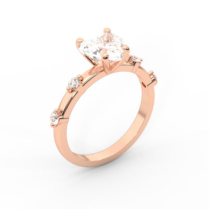 Elena Radiance Solitaire Heart Diamond Engagement Ring in Rose Gold